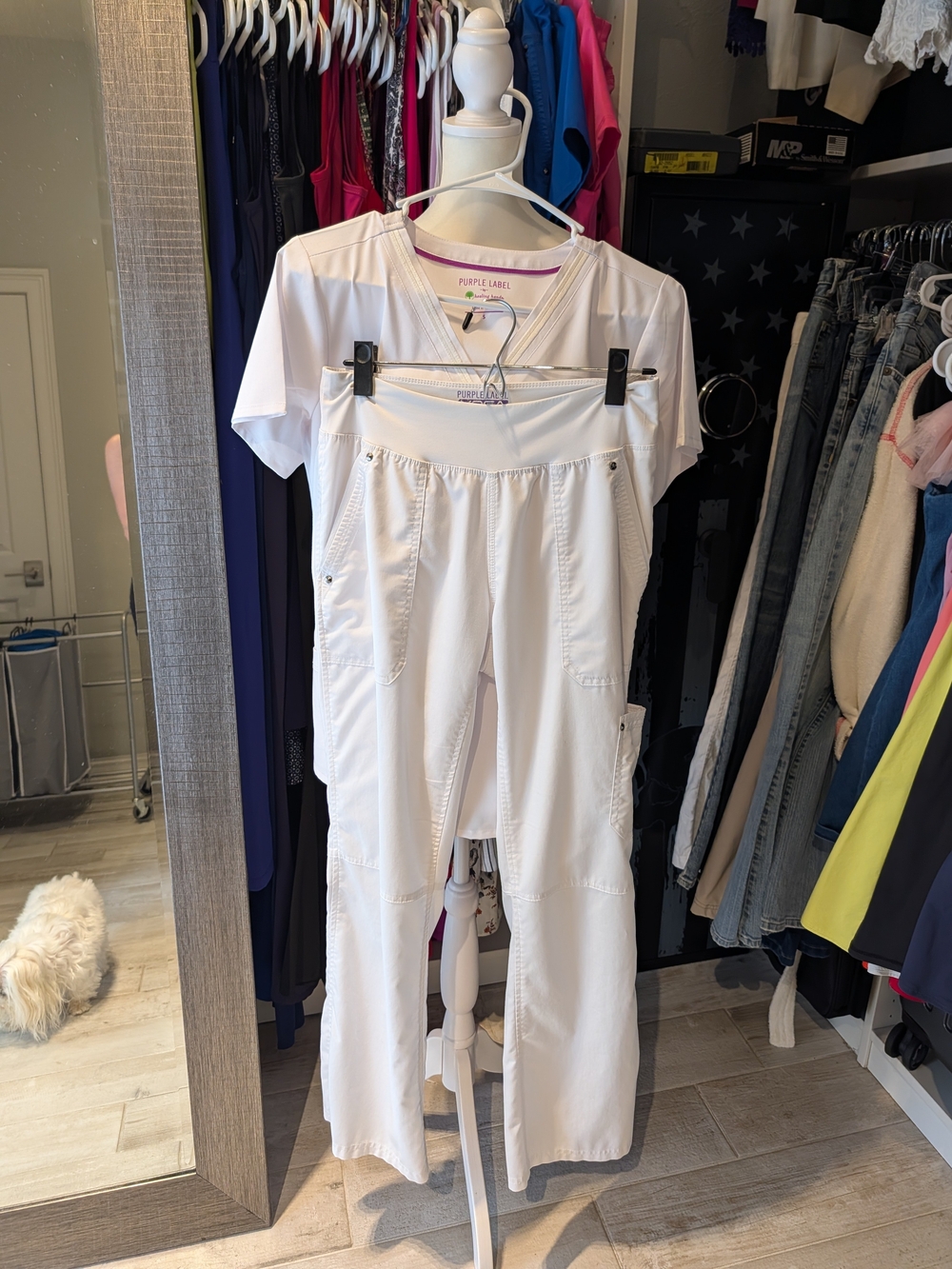 healing hands White Straight-Leg Scrub Pants